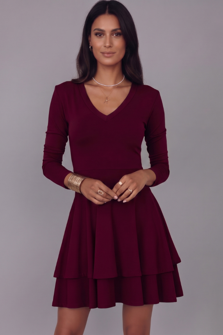 Robe Courte Femme Élégante Évasée à Volants