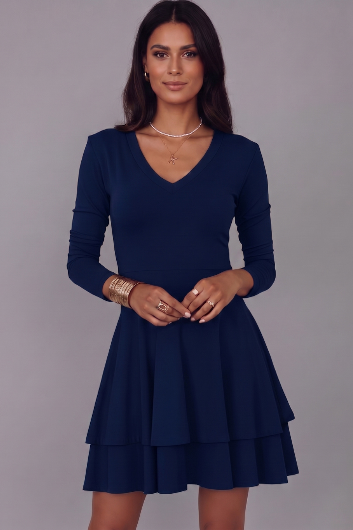 Robe Courte Femme Élégante Évasée à Volants