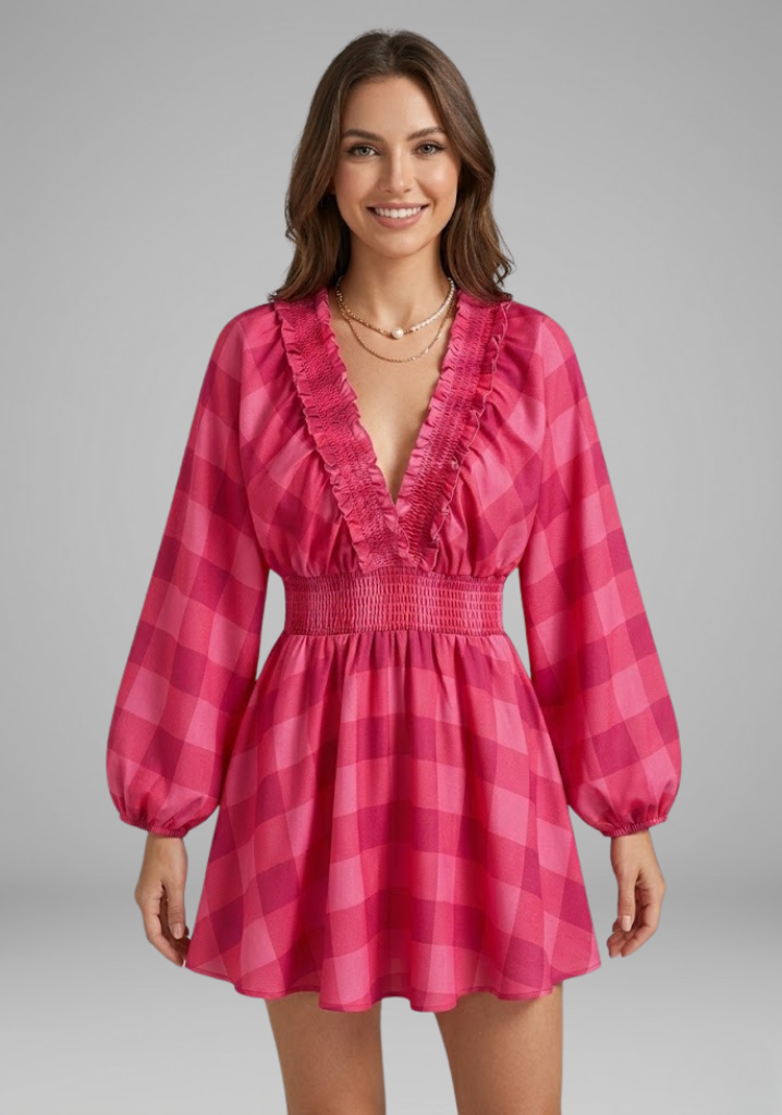 Robe Courte Femme Dentelle Élégante à Manches Longues