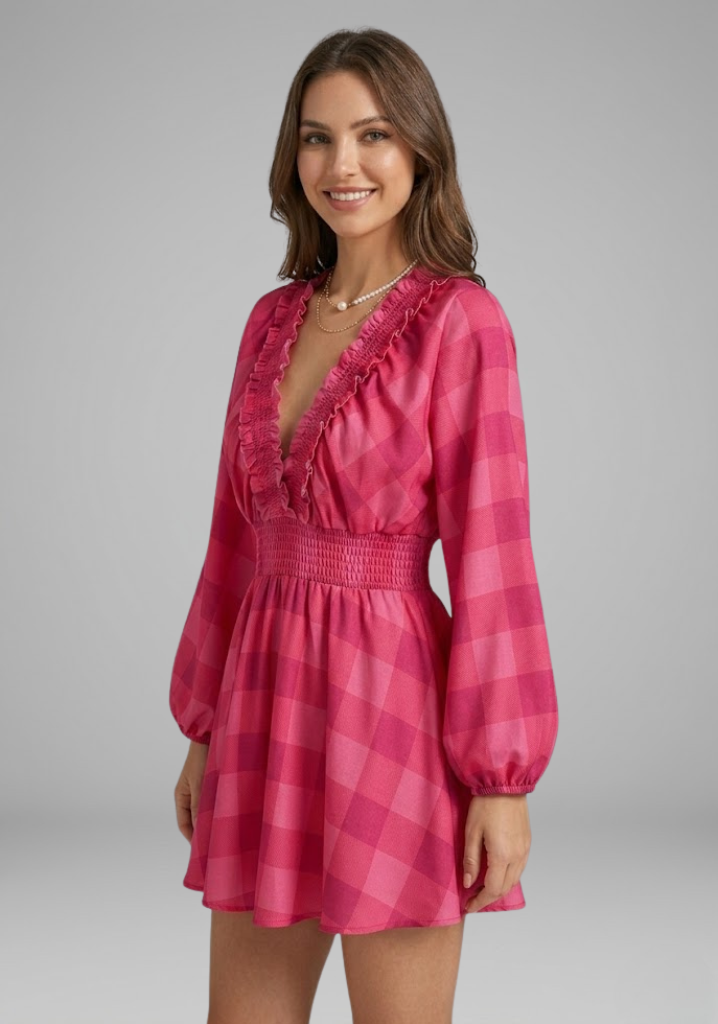 Robe Courte Femme Dentelle Élégante à Manches Longues