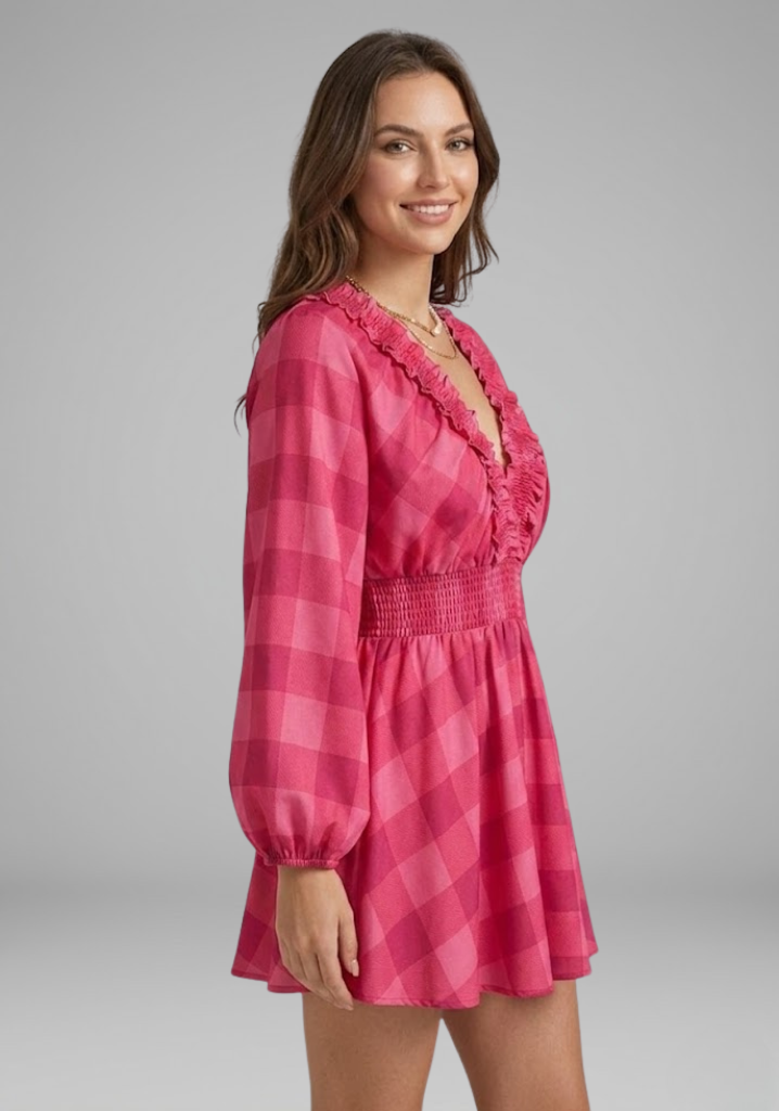 Robe Courte Femme Dentelle Élégante à Manches Longues