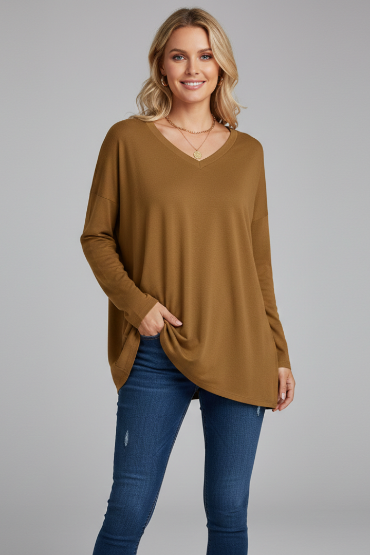 Haut Femme Décontracté Col V Ample