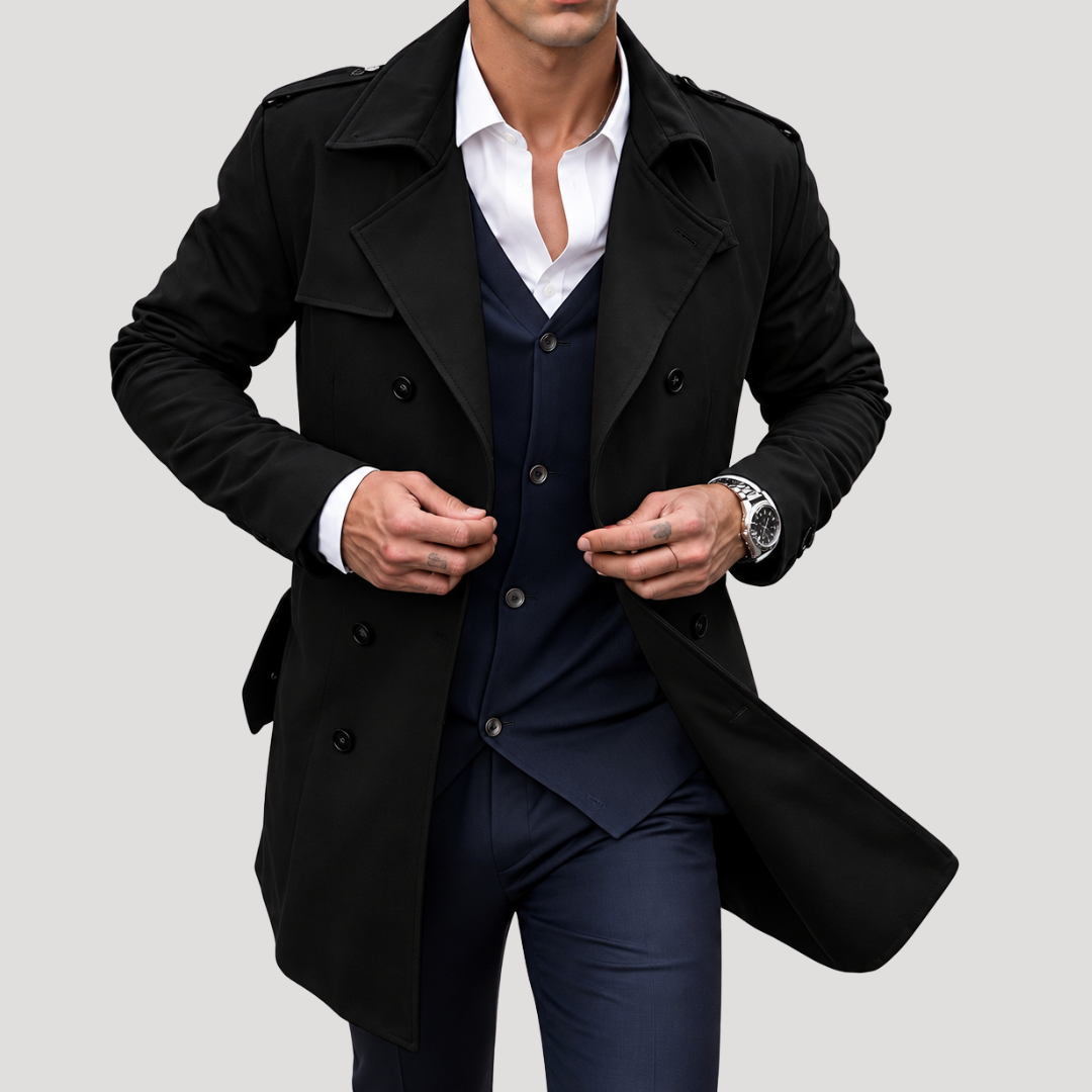 Trench Élégant Croisé Homme
