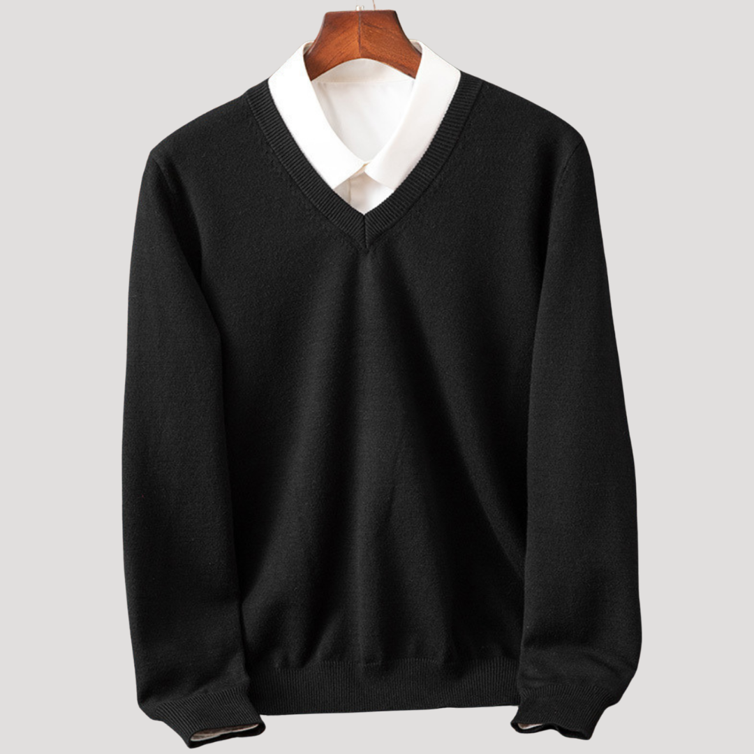 Pull à Col V et Finitions Côtelées pour Homme