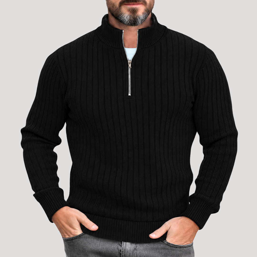 Pull Col Camionneur en Maille Côtelée pour Homme