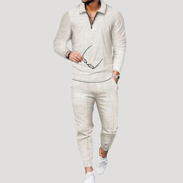 Ensemble Polo à Col Zippé et Micro-Carreaux pour Homme