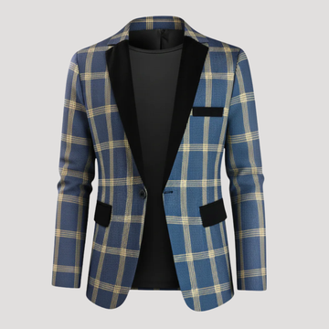 Blazer À Carreaux à Revers Contrastants pour Homme