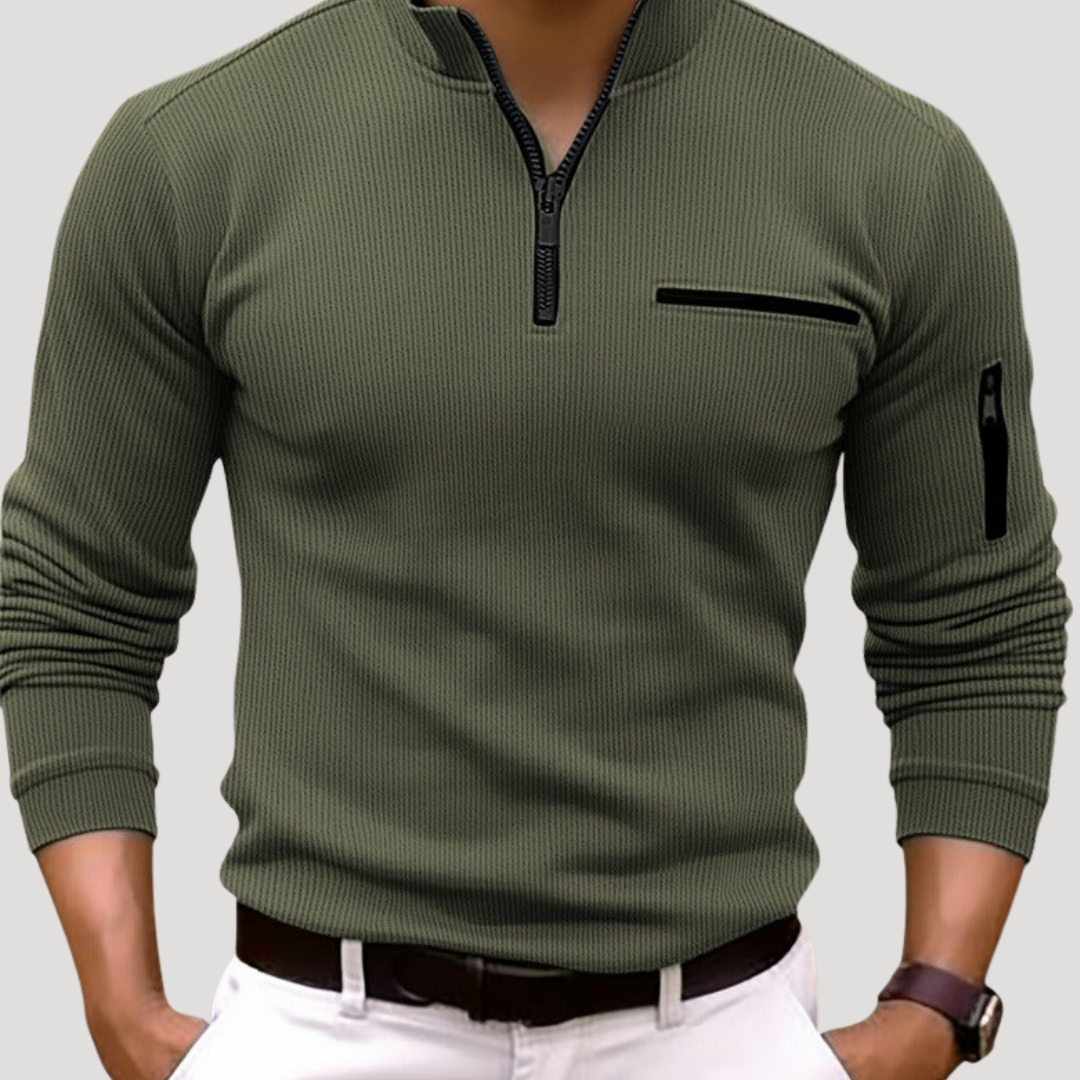 Pull Sport Côtelé à Col Montant pour Homme