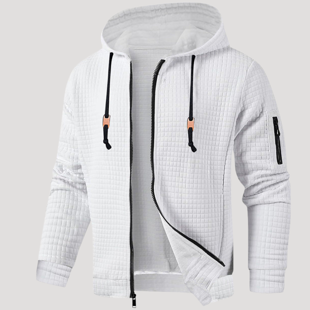 Sweat à Capuche Zippé à Texture Gaufrée pour Homme
