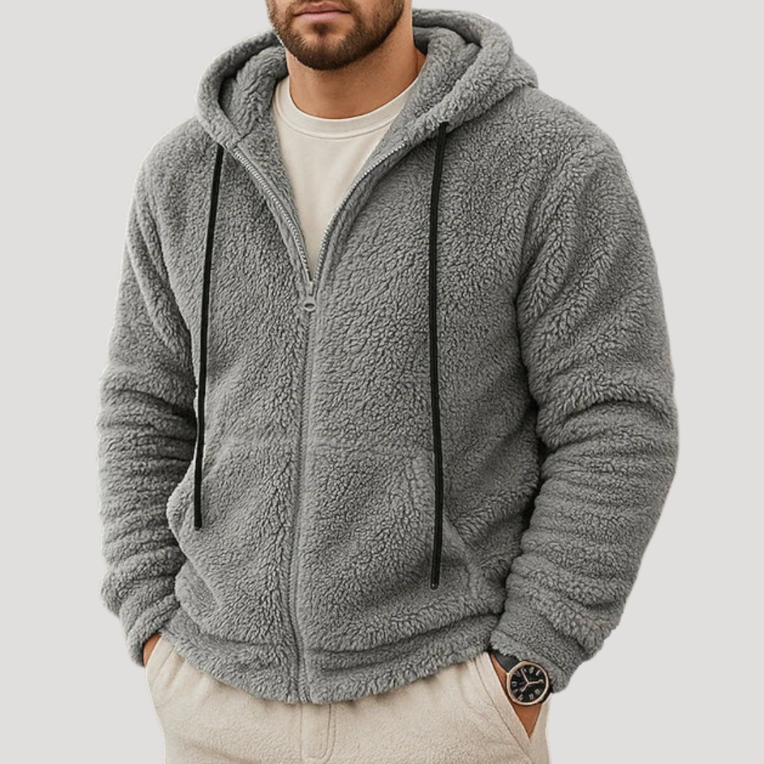 Sweat à Capuche Zippé à Texture Bouclée pour Homme