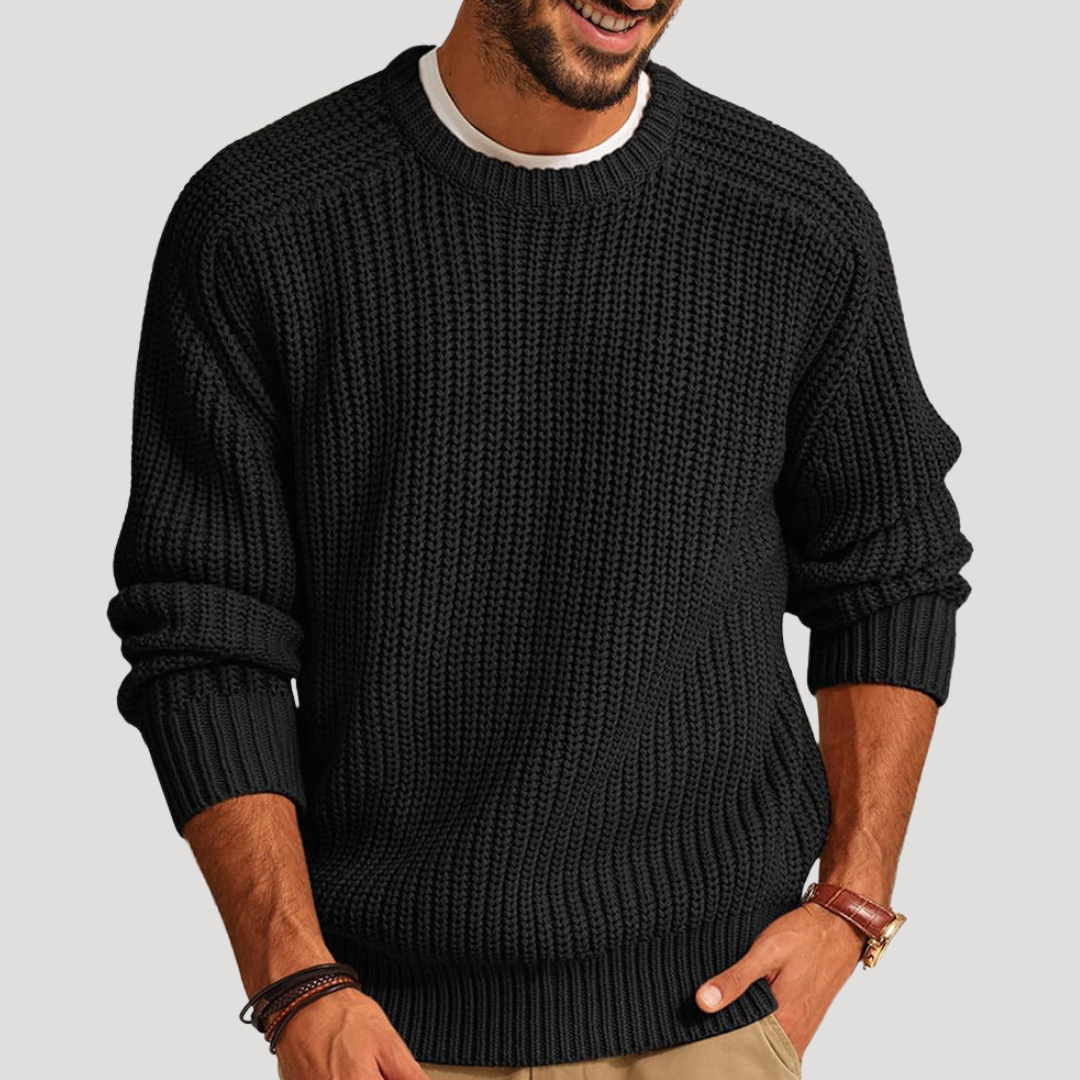 Pull Col Rond en Grosse Maille Côtelée pour Homme
