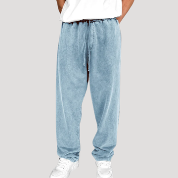 Pantalon Large à Taille Élastiquée Effet Délavé pour Homme