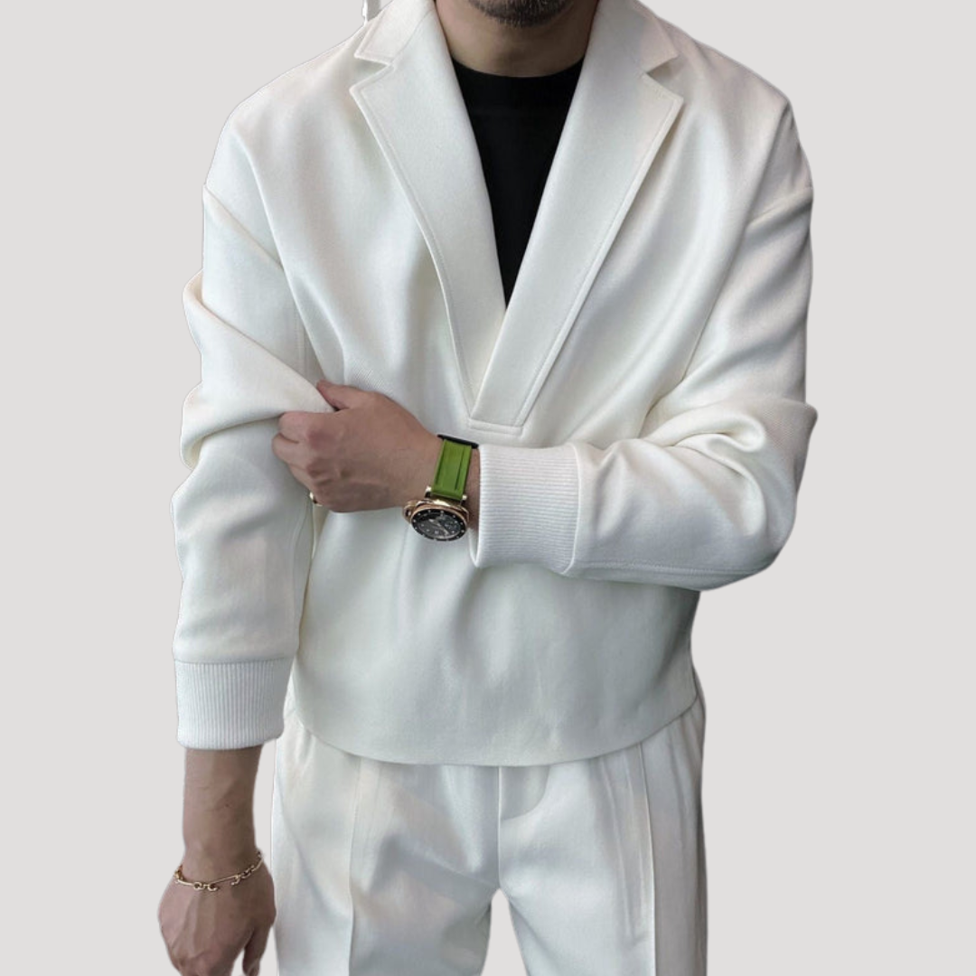 Ensemble Pull à Col Revers et Pantalon à Plis pour Homme