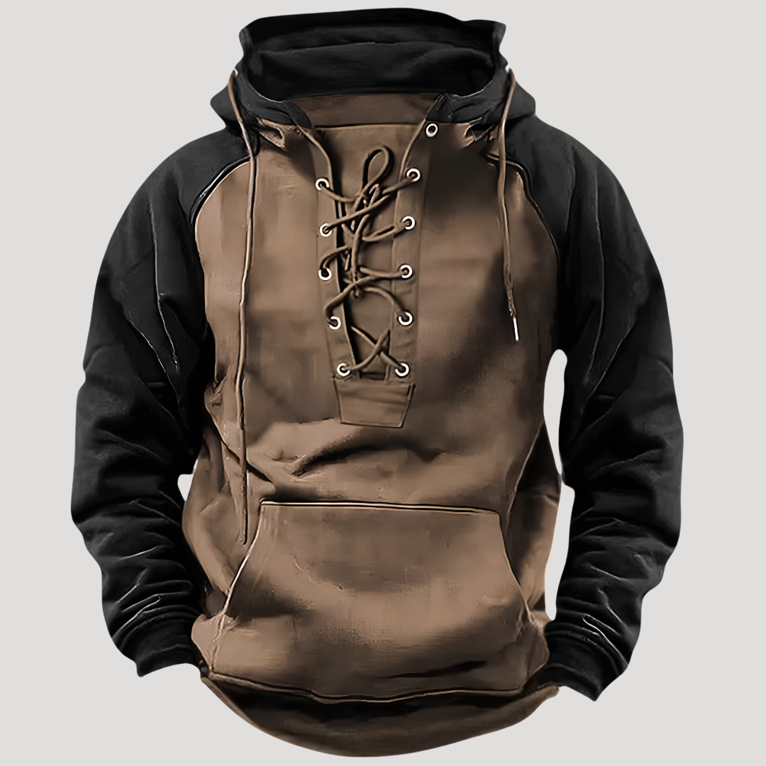 Sweat à Capuche Vintage à Col Lacé pour Homme
