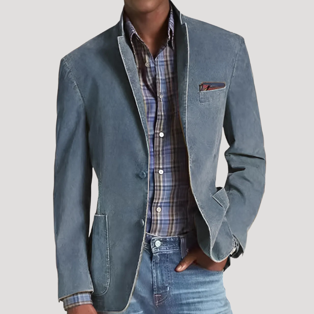 Blazer Cintré à Finitions Contrastées pour Homme