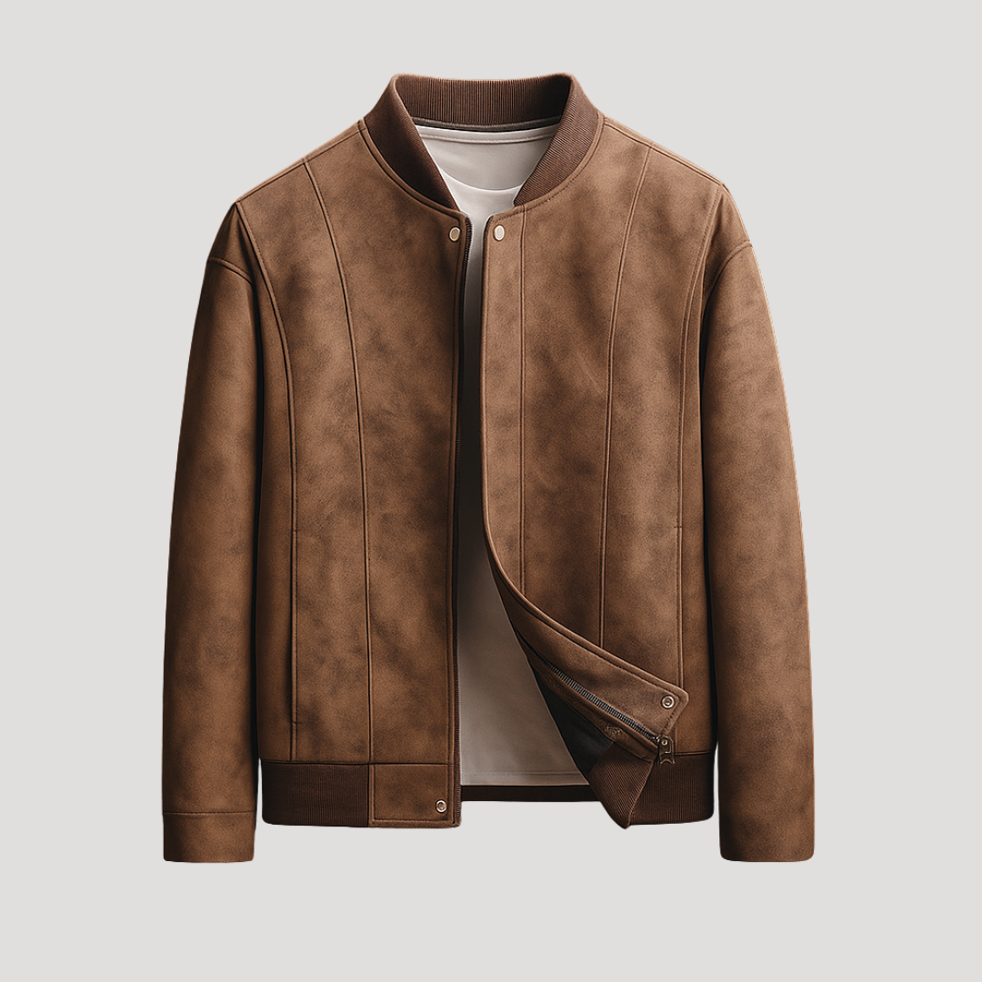 Bomber à Col Côtelé et Découpes Verticales pour Homme