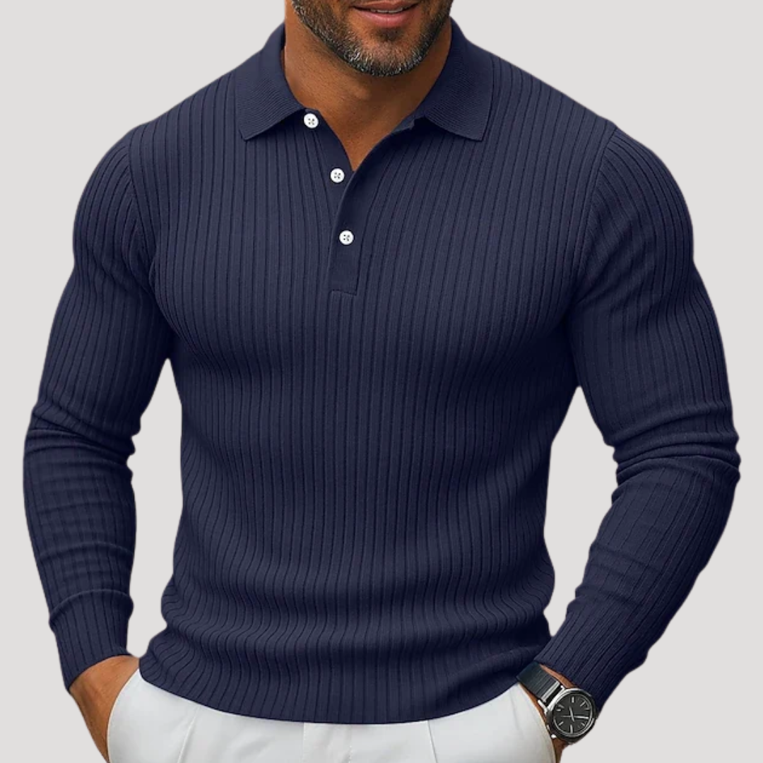 Polo Uni Homme à Maille Côtelée