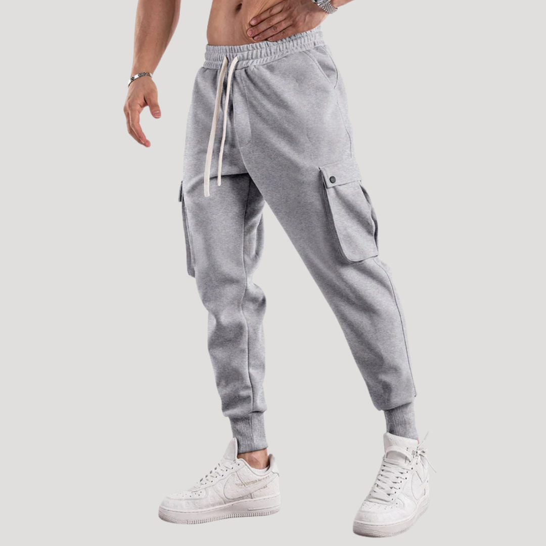 Pantalon Cargo à Poches à Rabat et Bas Côtelés pour Homme