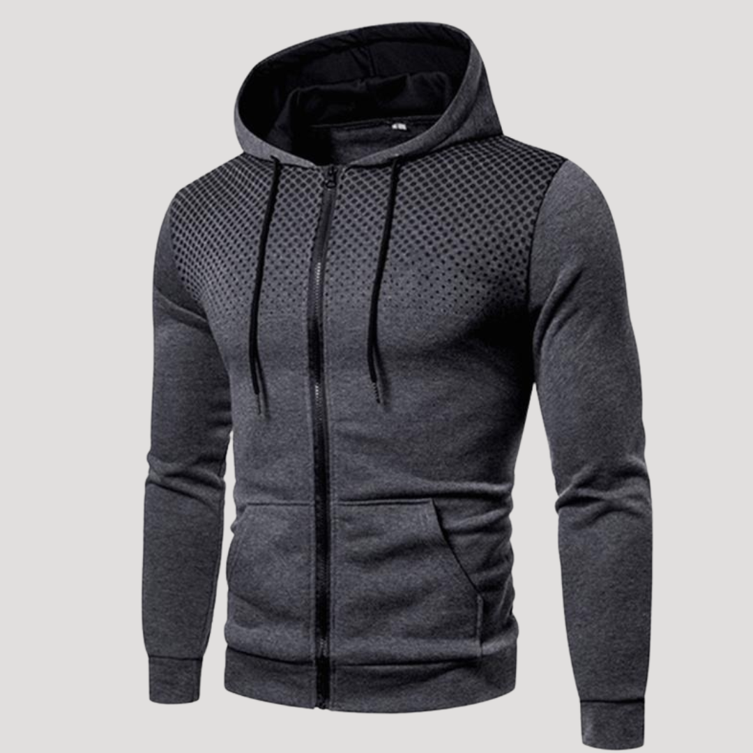 Sweat à Capuche Zippé à Empiècement Perforé pour Homme