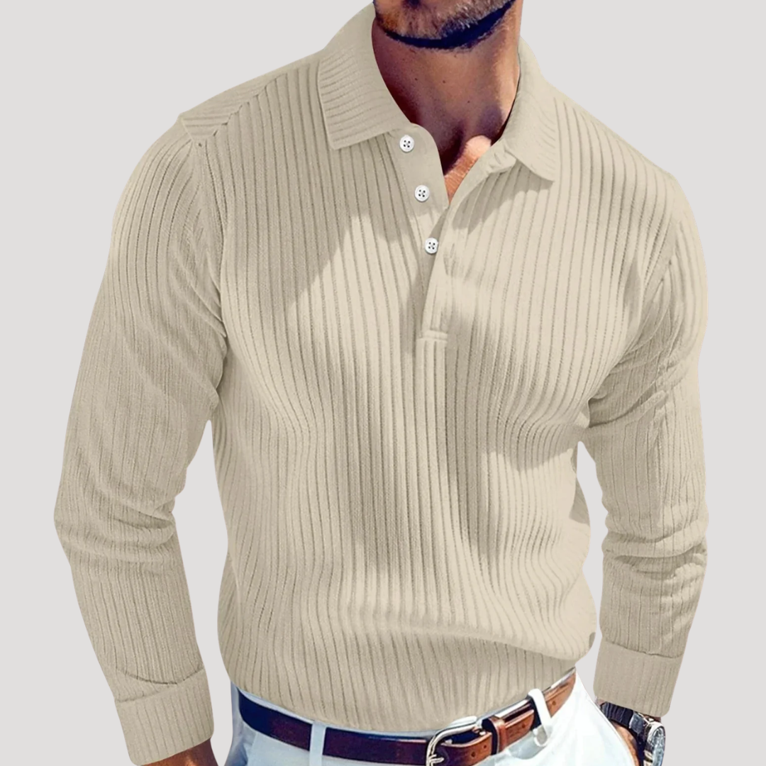 Polo Uni Homme en Maille Côtelée