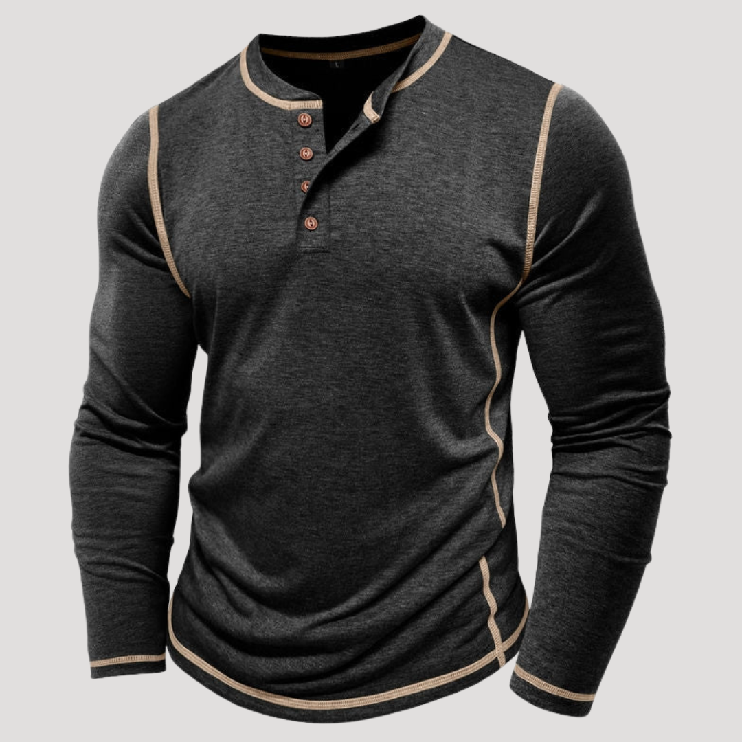 Haut Henley à Surpiqûres Contrastées pour Homme