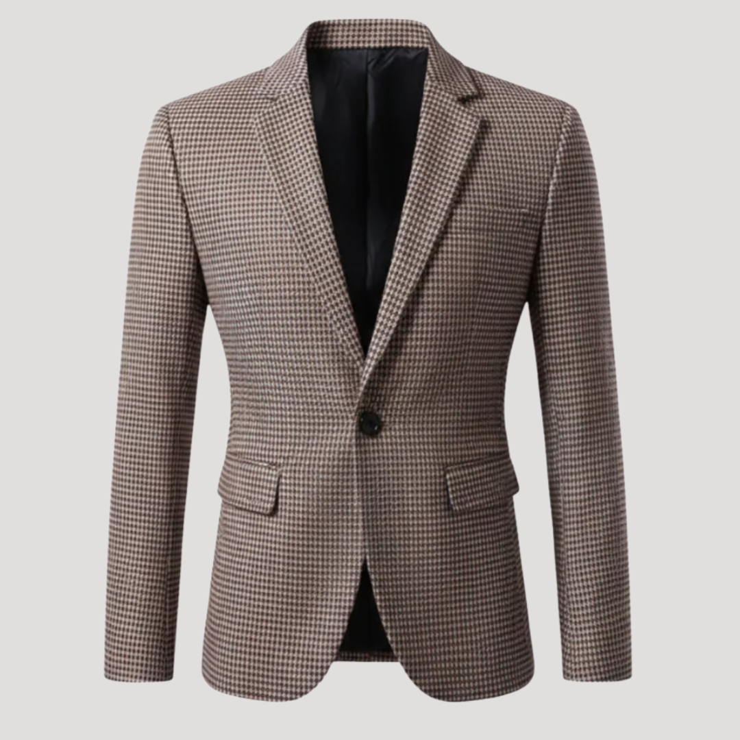 Blazer Structuré à Micro Pied-de-Poule pour Homme