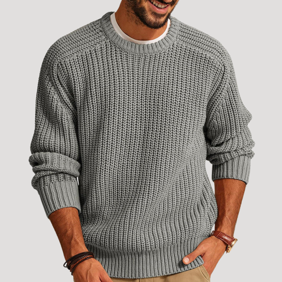 Pull Col Rond en Grosse Maille Côtelée pour Homme