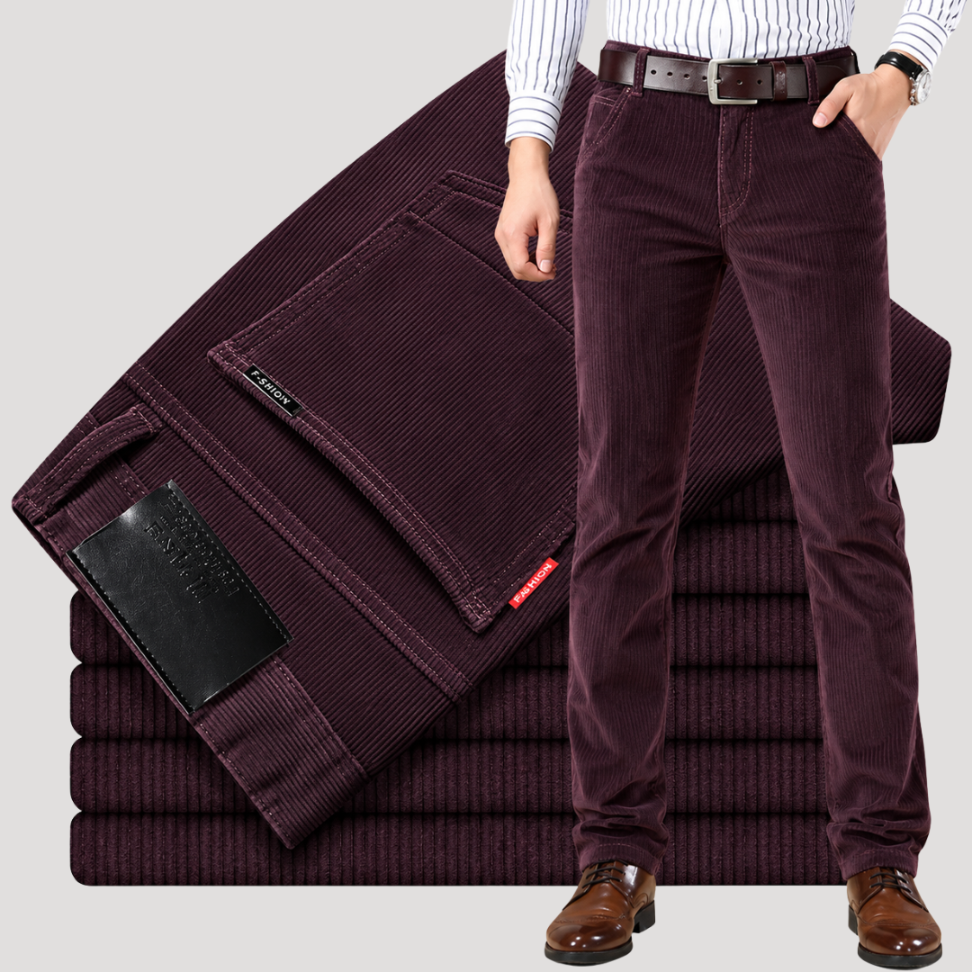 Pantalon en Velours Côtelé à Coupe Droite pour Homme