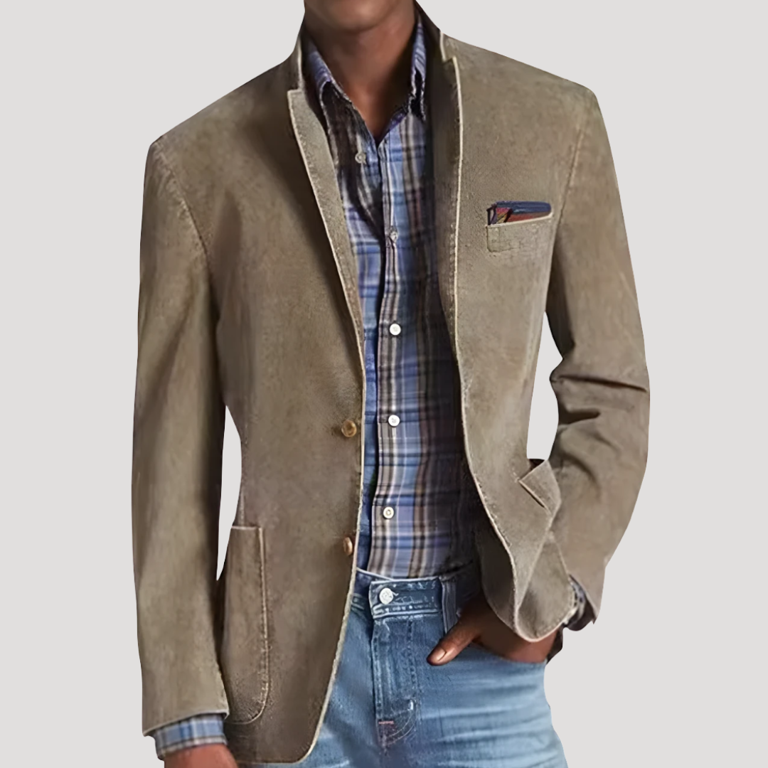 Blazer Cintré à Finitions Contrastées pour Homme