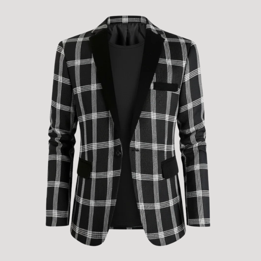 Blazer À Carreaux à Revers Contrastants pour Homme