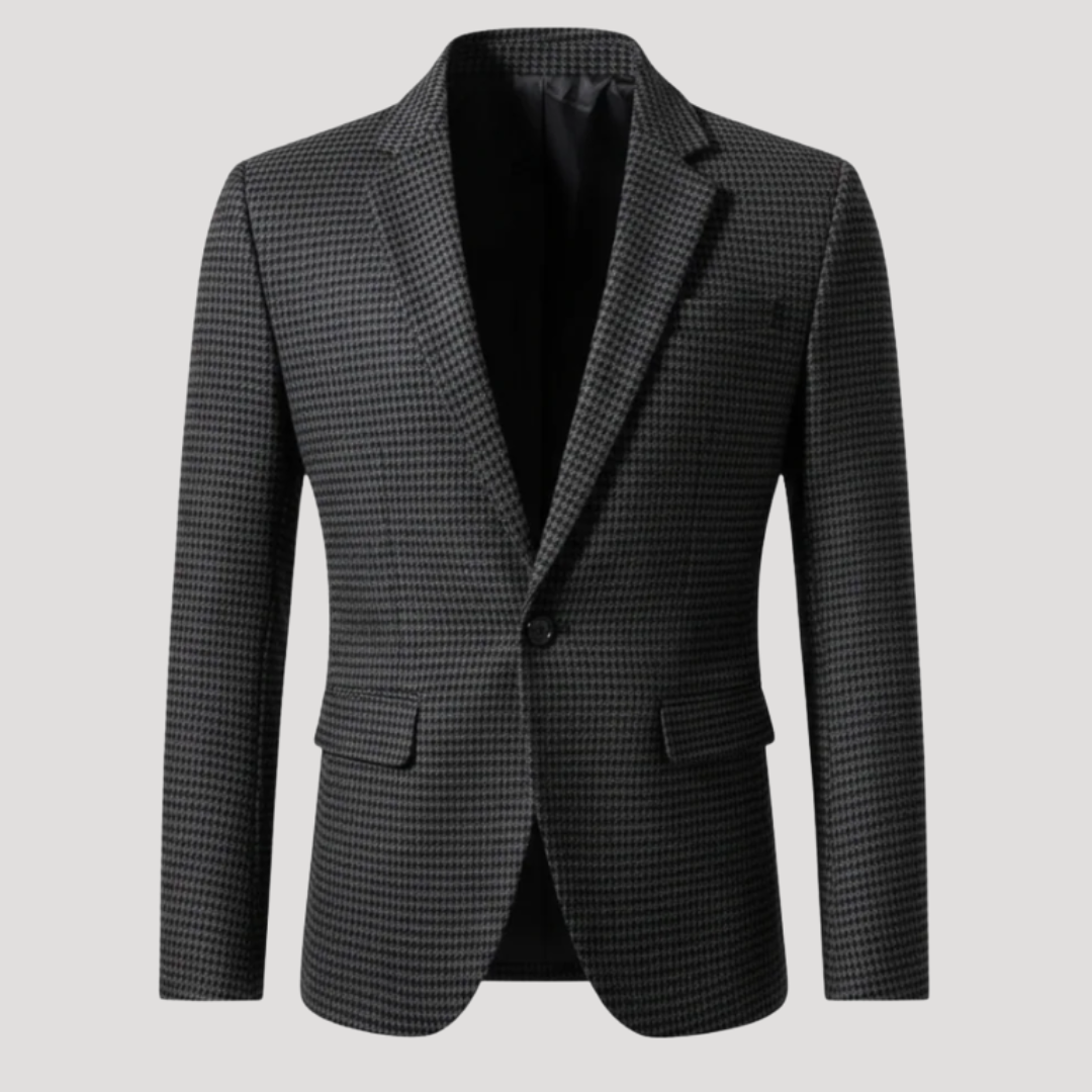 Blazer Structuré à Micro Pied-de-Poule pour Homme