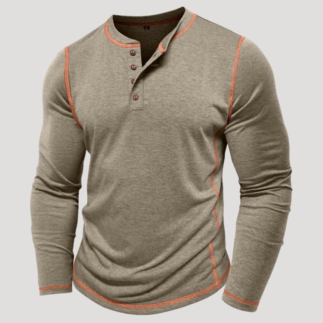 Haut Henley à Surpiqûres Contrastées pour Homme