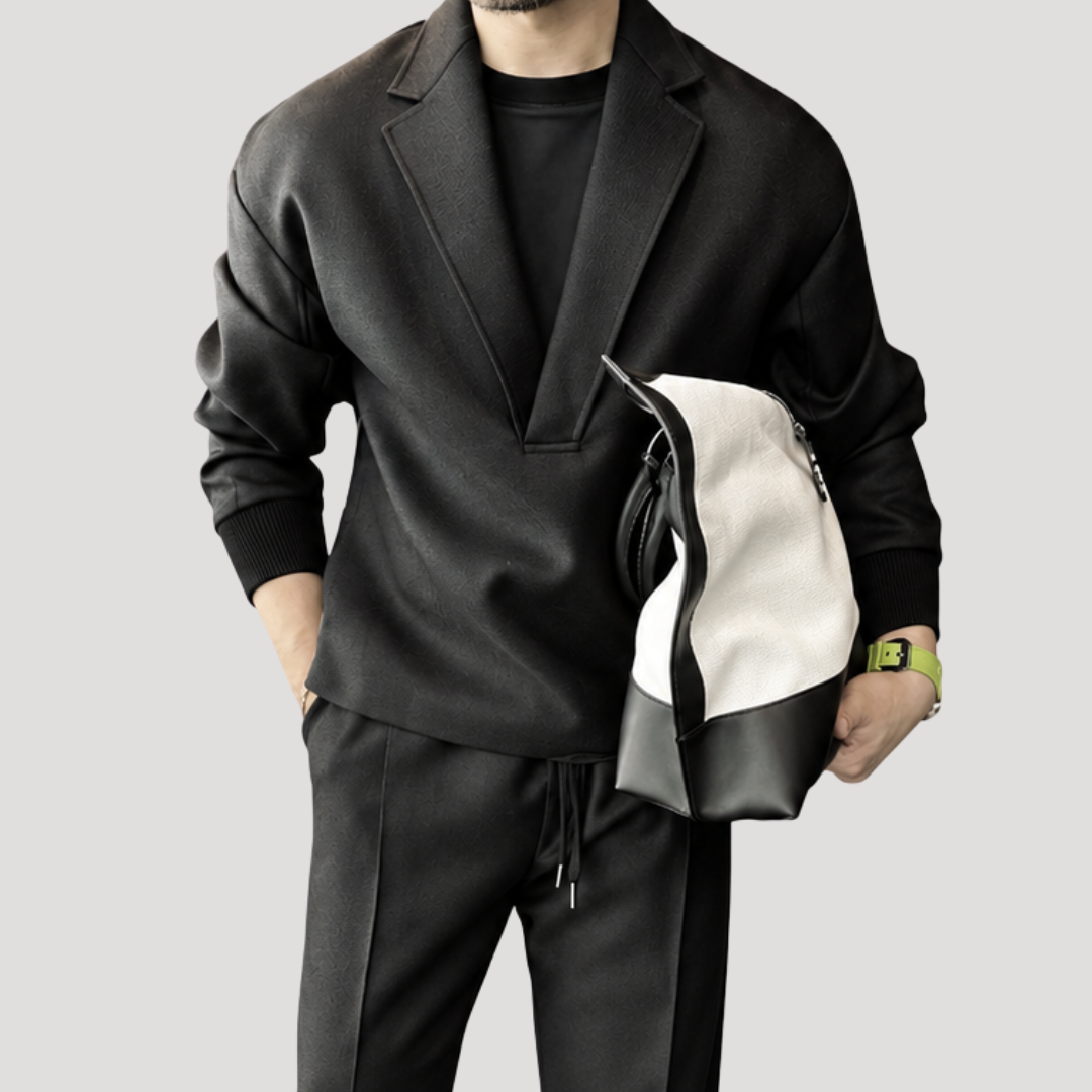Ensemble Pull à Col Revers et Pantalon à Plis pour Homme