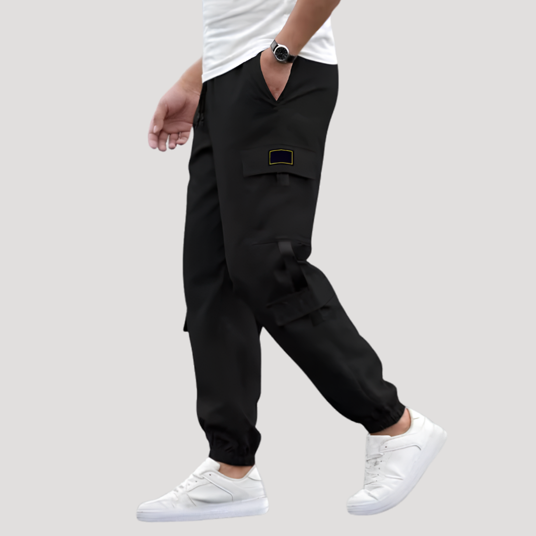 Pantalon Cargo à Poches à Rabat et Sangles Contrastées pour Homme