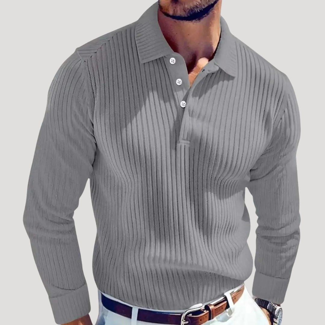 Polo Uni Homme en Maille Côtelée