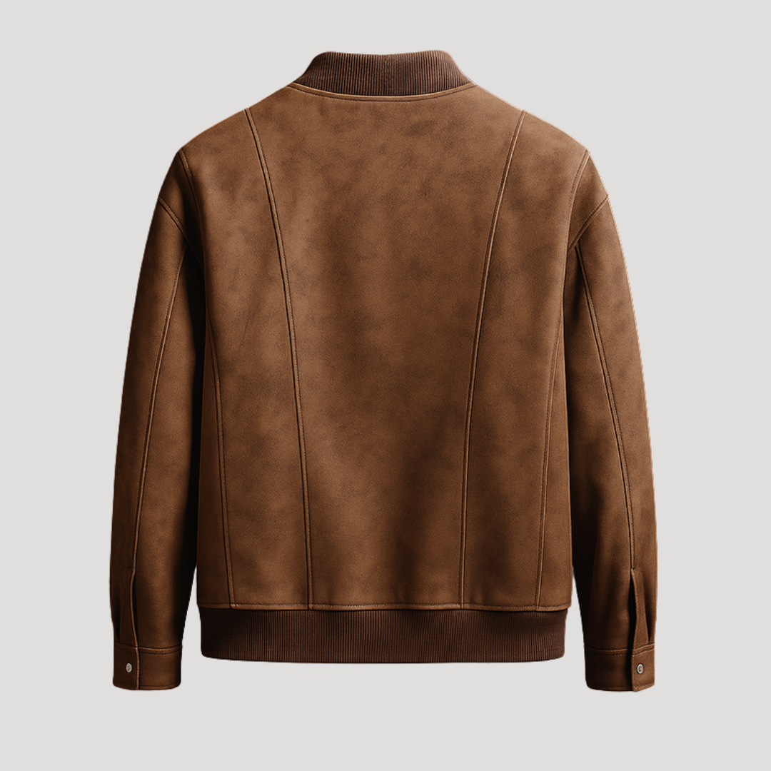 Bomber à Col Côtelé et Découpes Verticales pour Homme