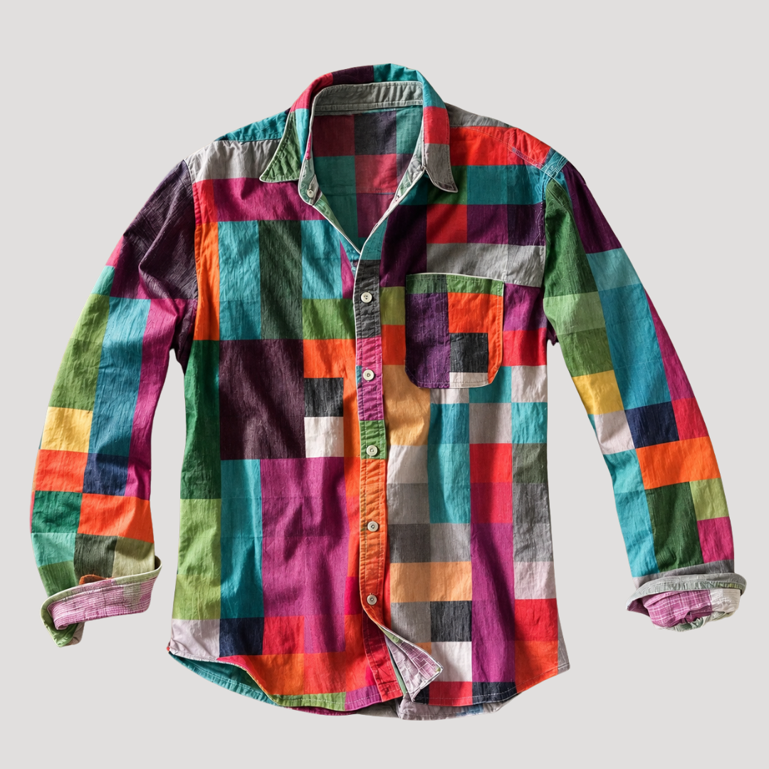 Chemise à Carreaux Façon Patchwork pour Homme