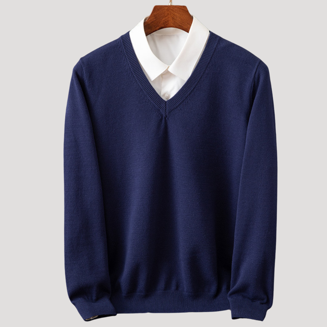 Pull à Col V et Finitions Côtelées pour Homme