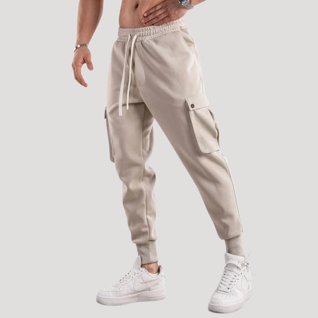 Pantalon Cargo à Poches à Rabat et Bas Côtelés pour Homme
