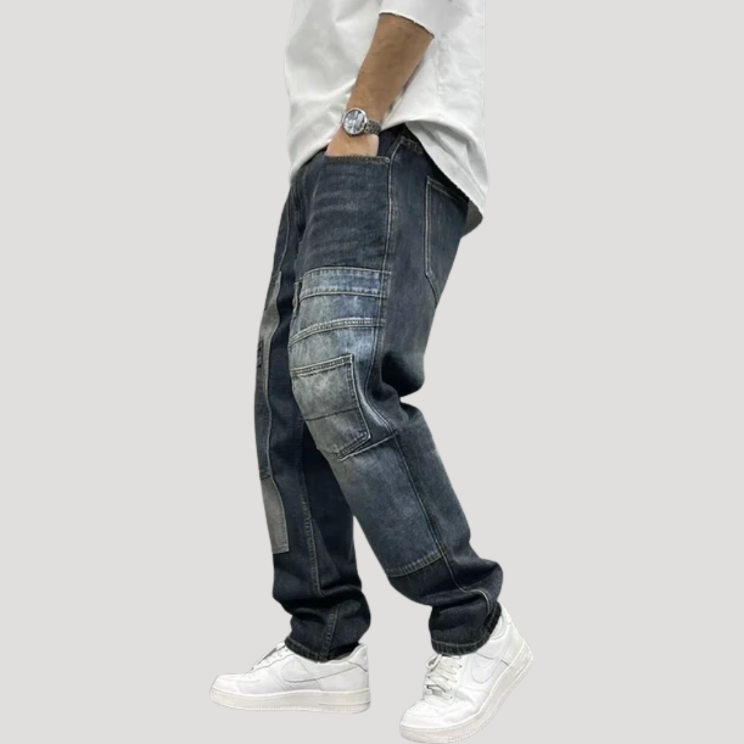 Jean Cargo à Empiècements Contrastés pour Homme