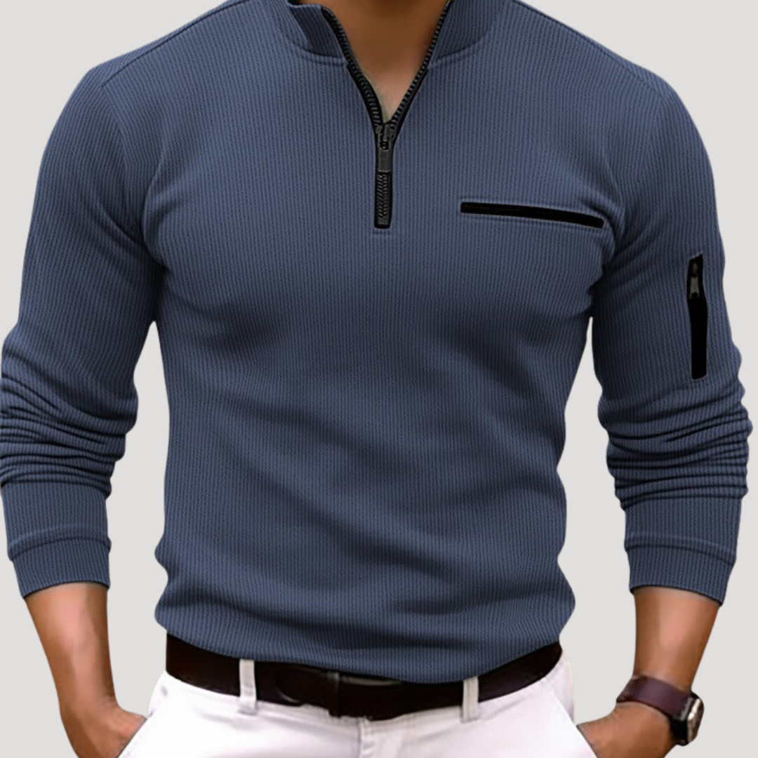 Pull Sport Côtelé à Col Montant pour Homme
