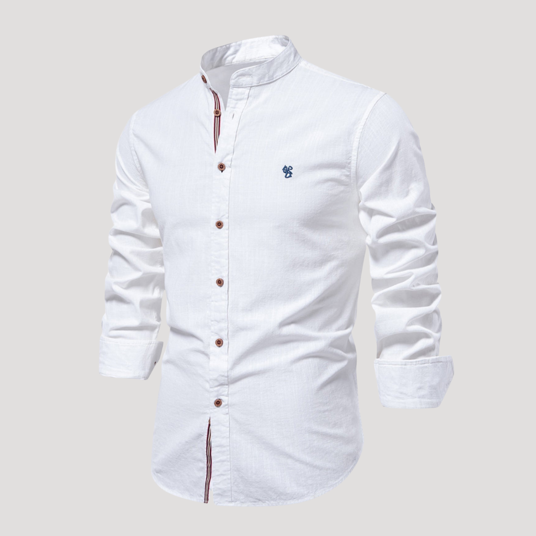Chemise Col Mao à Liseré Contrasté pour Homme