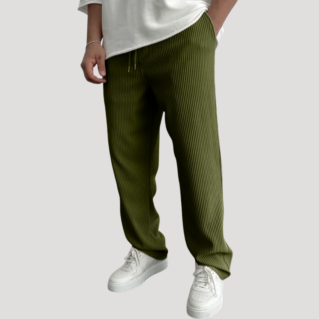 Pantalon Décontracté Côtelé à Cordon pour Homme