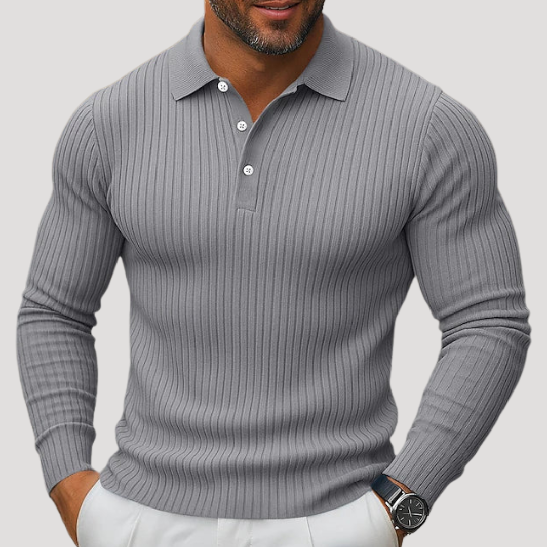 Polo Uni Homme à Maille Côtelée