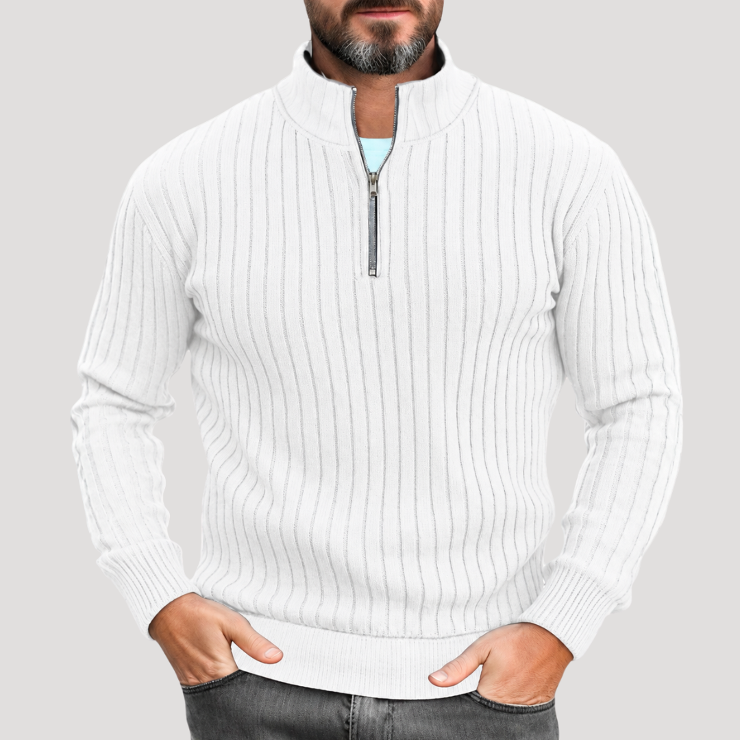 Pull Col Camionneur en Maille Côtelée pour Homme