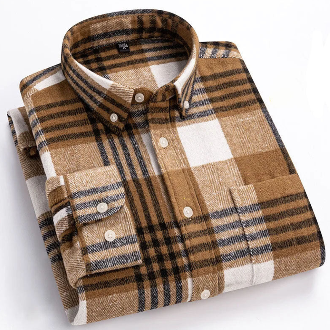 Chemise à Carreaux à Col Boutonné pour Homme