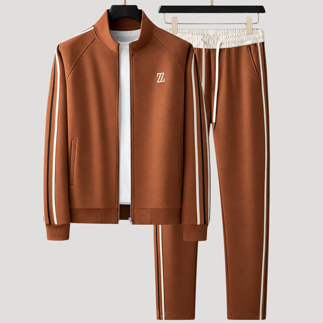 Ensemble Survêtement à Demi-Zip et Bandes Latérales pour Homme