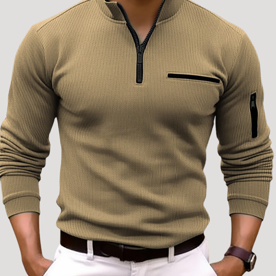 Pull Sport Côtelé à Col Montant pour Homme