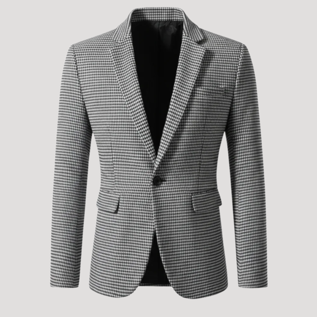 Blazer Structuré à Micro Pied-de-Poule pour Homme