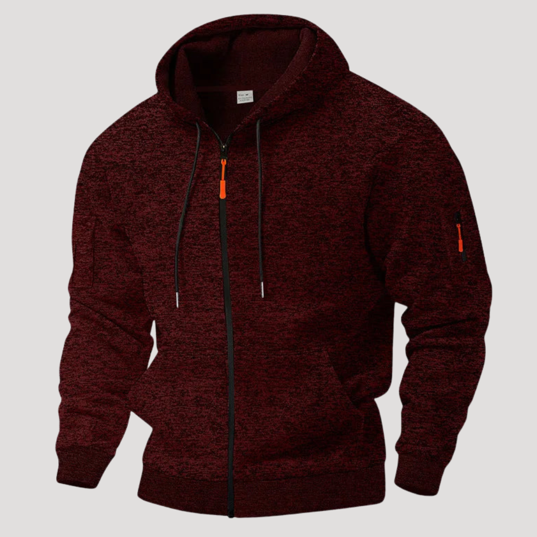 Sweat à Capuche Zippé à Effet Chiné pour Homme